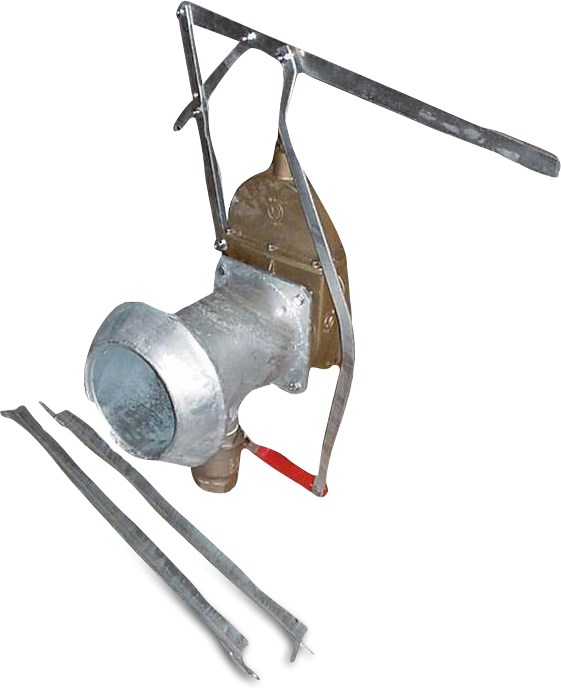 Gate valve set steel galvanised 216 mm x 2 1/2" x 8" male part Perrot x ball valve female x square flange