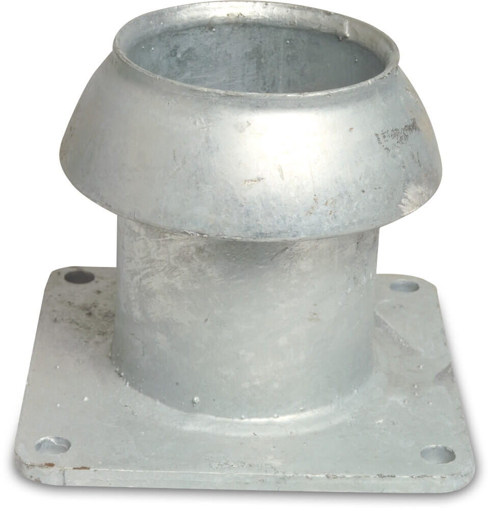 Quick coupler adaptor steel galvanised 159 mm x 6" male part Perrot x square flange type Perrot