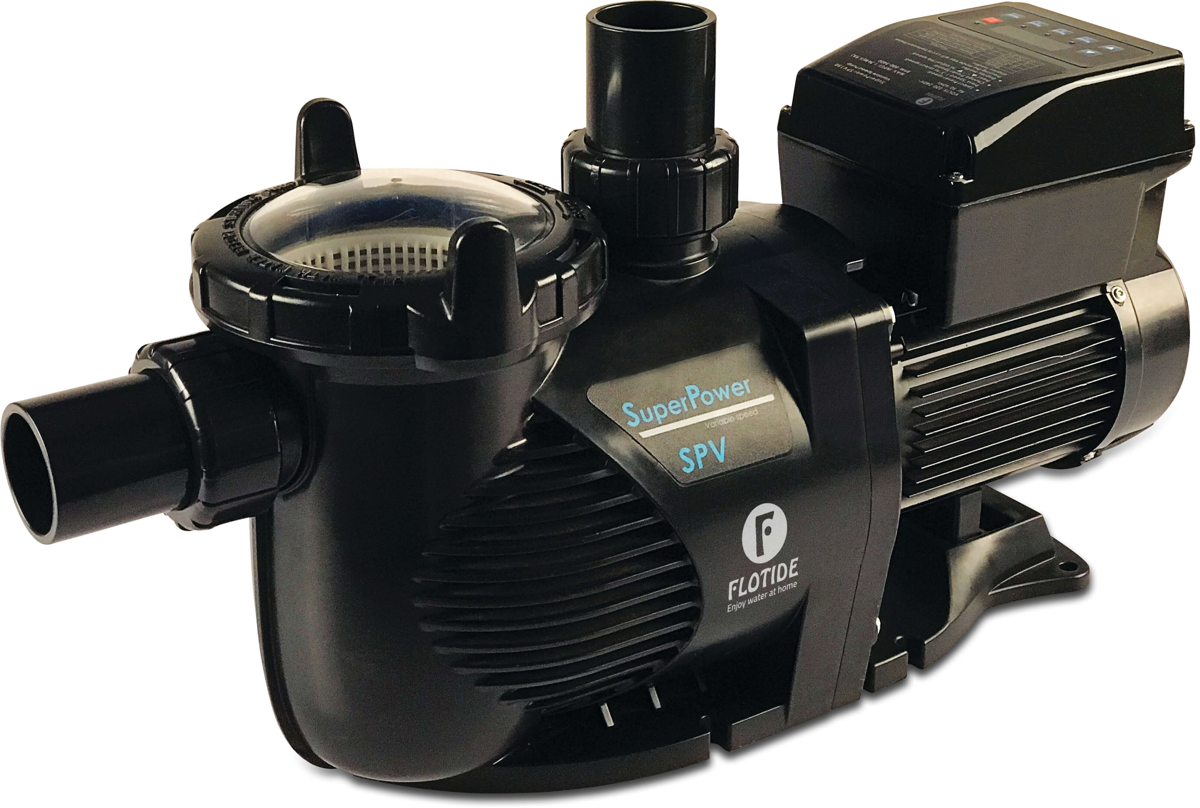 Flotide Schwimmbadpumpe 1,5" x 50 mm x 2" x 63 mm x 50 mm / 1 1/2" Metrisch/Imperial Klebemuffe 5,6A 230VAC Schwarz Typ SPV 150 WiFi 1,5PS