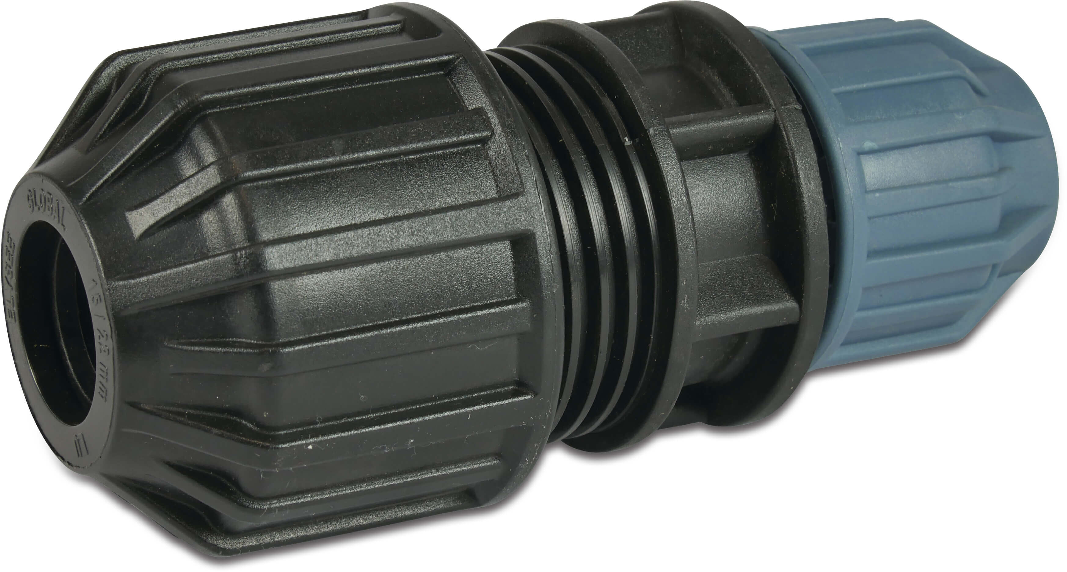 Jason Adaptor socket PP 20-27 mm x 25 mm compression 10bar black/blue DVGW/KIWA/WRAS