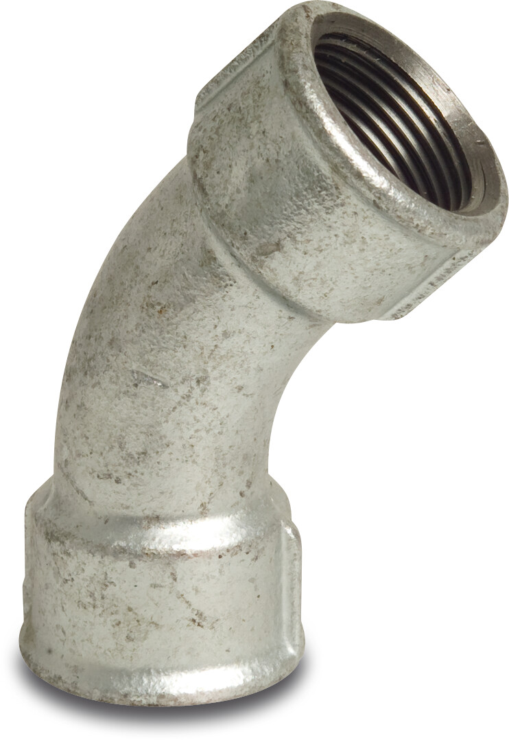 Profec Nr. 41 Bend 45° cast iron galvanised 2" female thread 25bar DVGW