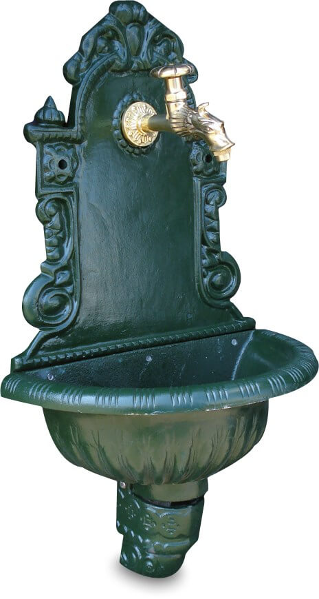 Wall fountain cast iron 1/2" female thread green