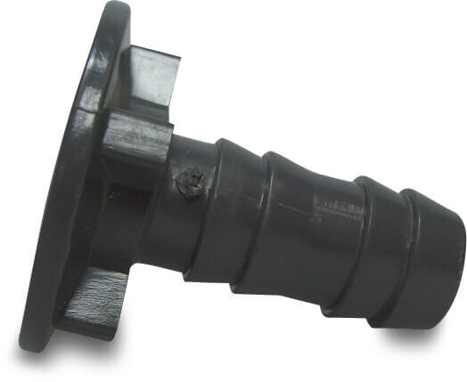 Slangestuds til kugleventil PVC-U 50 mm flange x slangestuds grå