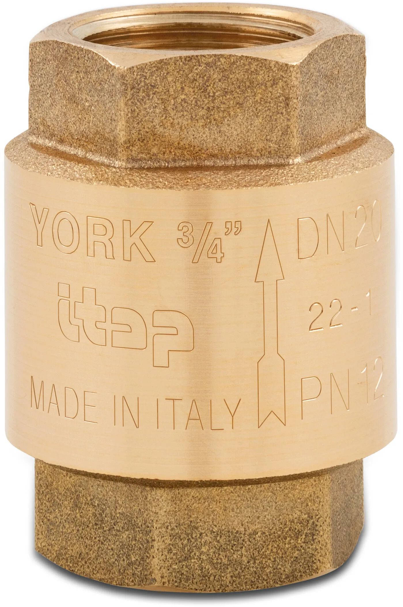 Itap Non return valve spring loaded brass 3/4" female thread 12bar DN20 type York 103