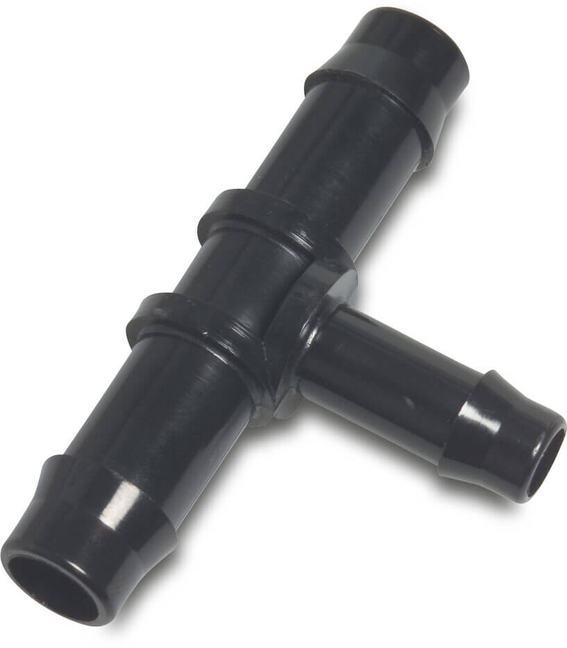 Barbed reducer T-piece 90° PA (nylon) 19 mm x 13 mm x 19 mm hose tail 10bar black type WF