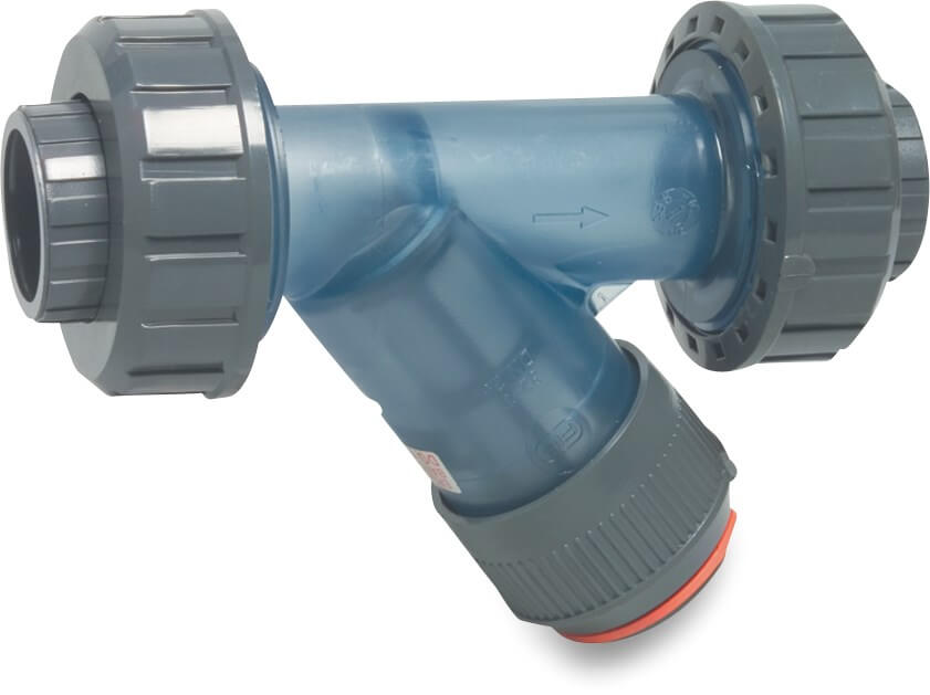 Check valve PVC-U 20 mm glue socket 16bar 500micron PVC gauze transparent