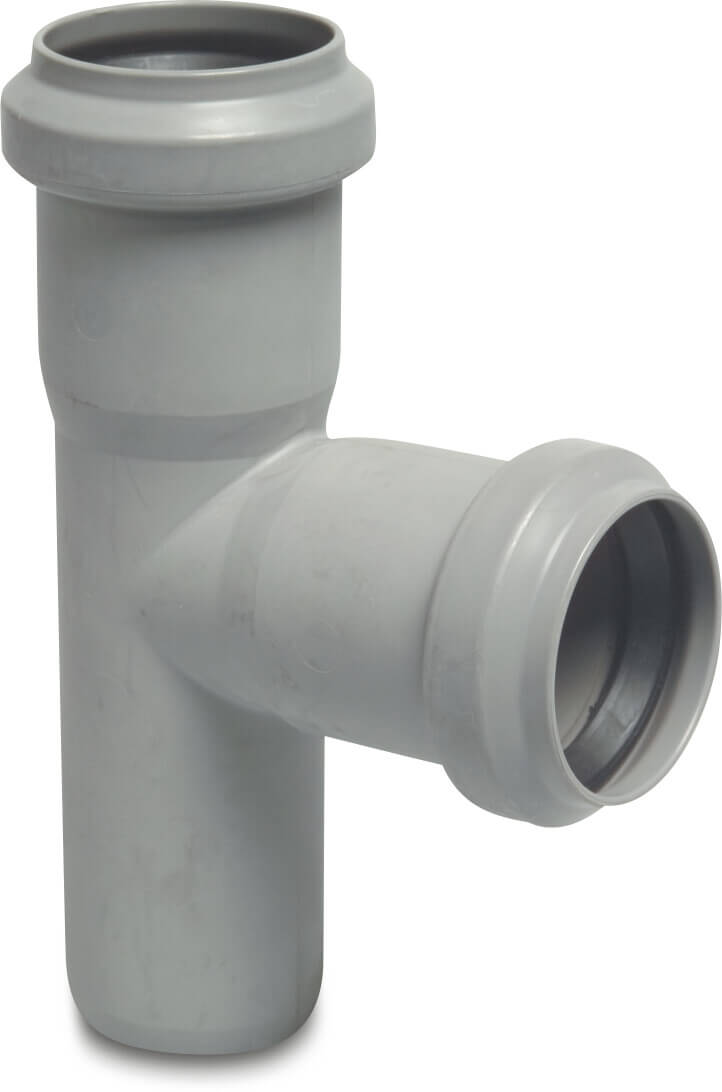 Drainage T-piece 87° PP 110 mm ring seal x ring seal x spigot grey