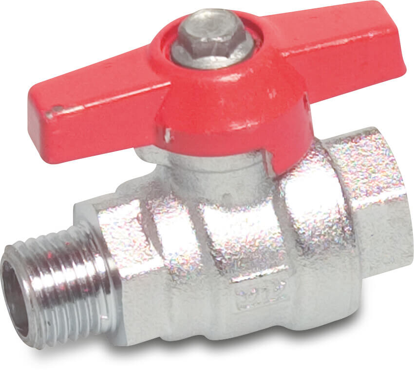 VIR Ball valve brass chrome plated 1/4" female thread x male thread 40bar WRAS/VA type K343F