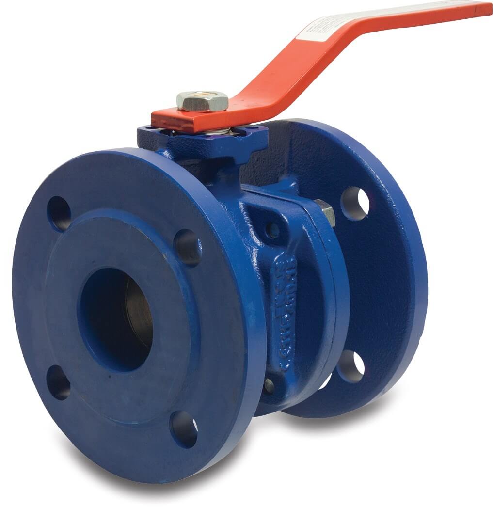 Profec Ball valve cast iron GG 25 varnished DN50 DIN flange 16bar blue PN10/16