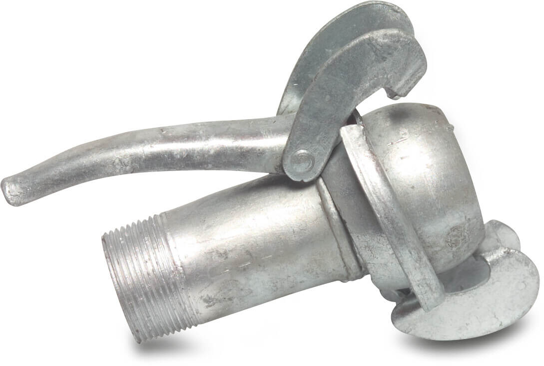 Quick coupler adaptor steel galvanised 108 mm x 4" male part Bauer x male thread type Bauer S74