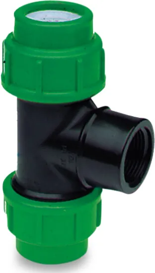 VDL Adaptor T-piece 90° PP 25 mm x 1" x 25 mm compression x female thread x compression 10bar black/green