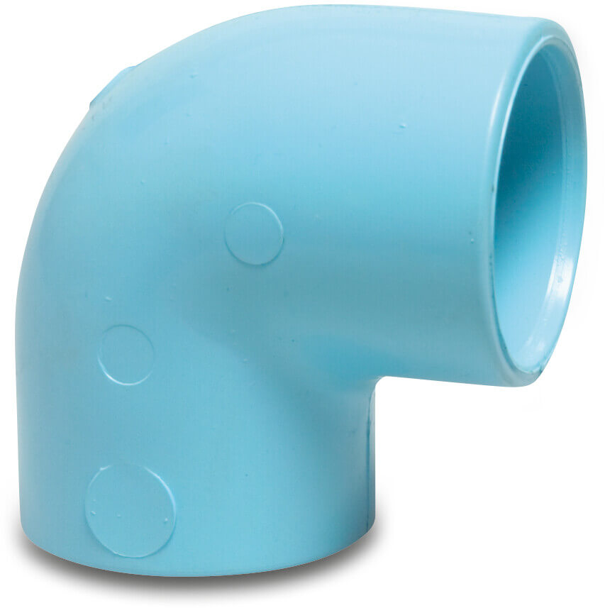 Elbow 90° PVR 50 mm glue socket 12,5bar blue