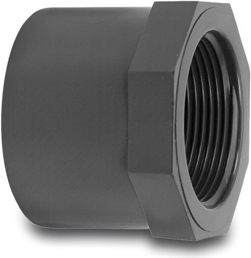 VDL Reducer bush PVC-U 16 mm x 1/4" glue spigot x female thread 16bar grey