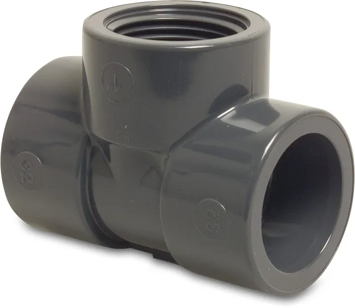 Profec T-piece 90° PVC-U 32 mm x 1/2" x 32 mm glue socket x female thread x glue socket 10bar grey