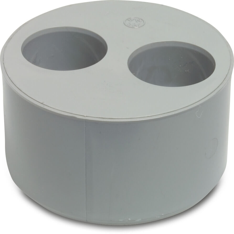 Reduktionsbøsning PVC-U 50 mm x 50 mm x 110 mm limmuffe x limmuffe x limstuds grå