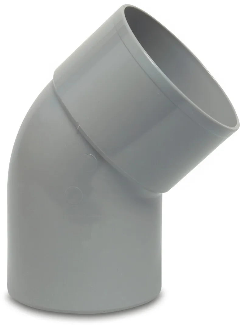 Bend 45° PVC-U 80 mm glue socket x spigot grey