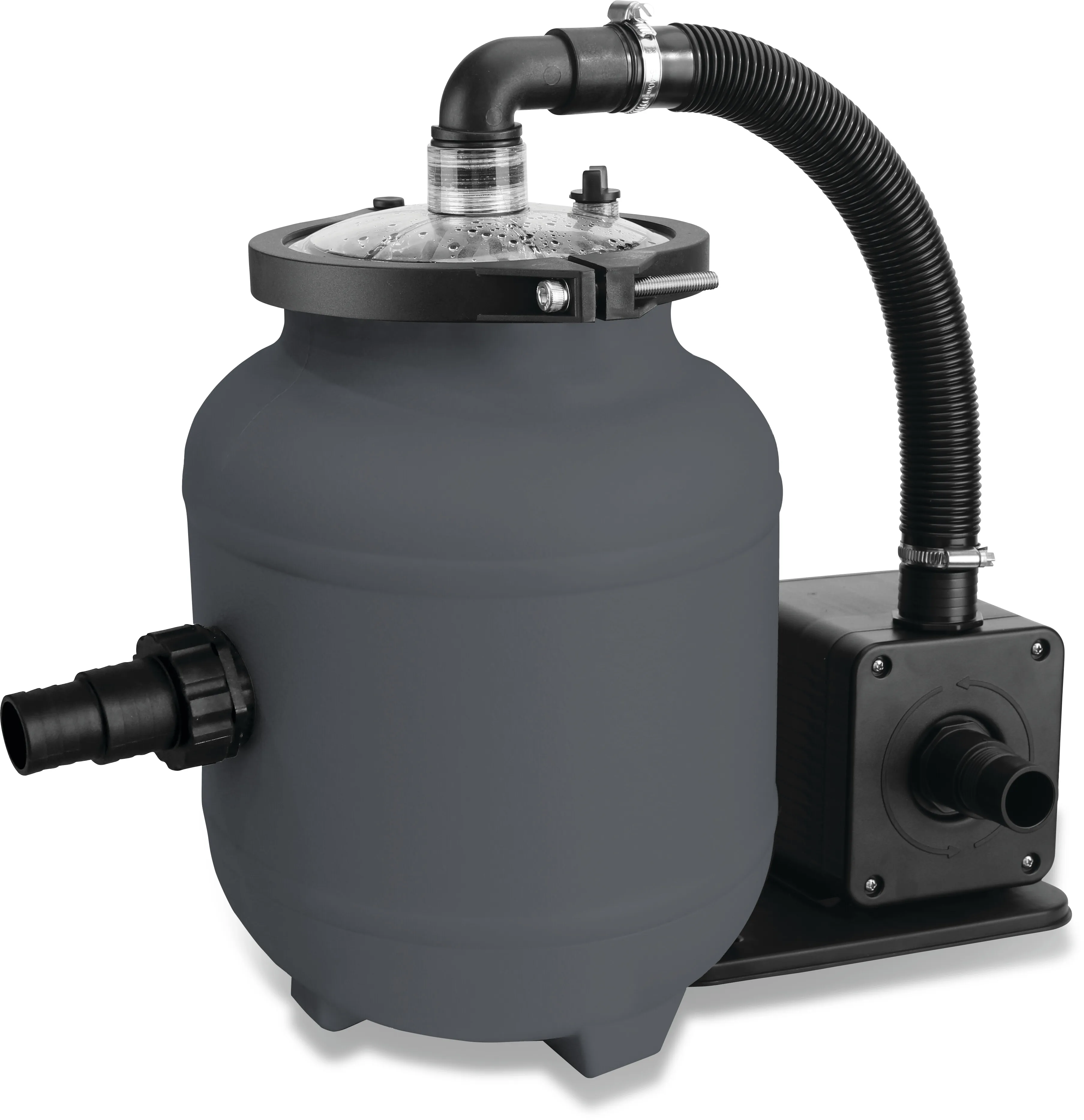 Filter-set HDPE 32-38 mm slangkoppling 2bar 230VAC grå 12,5L type EZ clean Aqualoon 320g