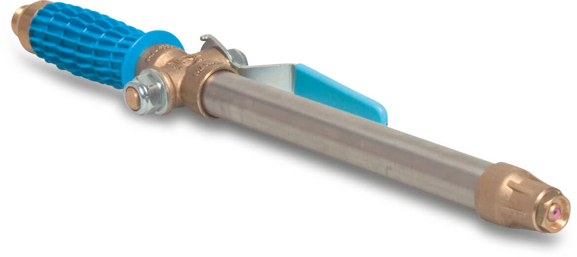 MZ Spuitlans messing/RVS 1/2" buitendraad 40bar 40cm blauw type 322