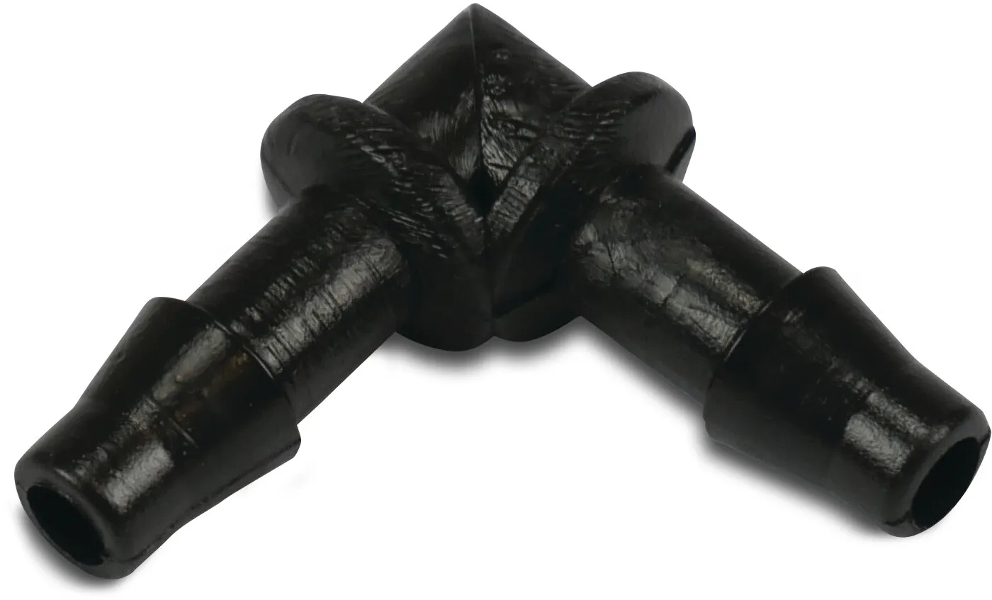 Knie 90° PP 6 mm barbed 3,5bar zwart