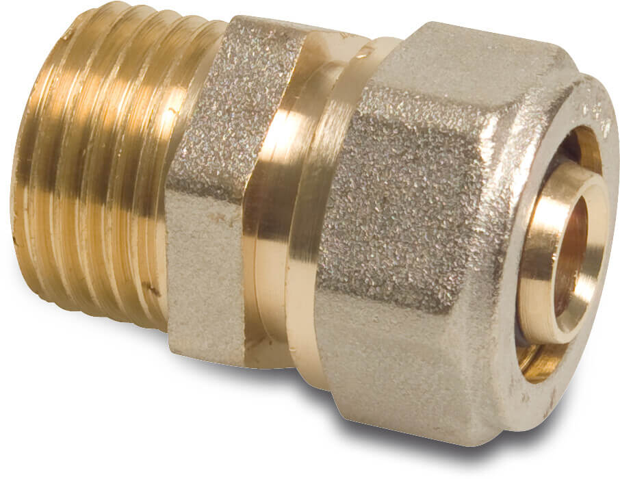 Profec Adaptor socket brass nickel plated 16 mm x 3/4" compression x male thread type Alu-PE-X
