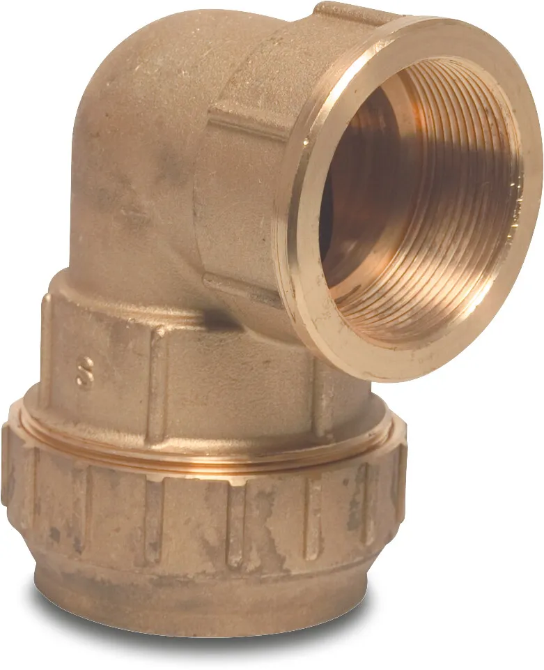 Coude à 90° laiton 20 mm x 1/2" à serrer x filetage femelle 16bar DVGW S1