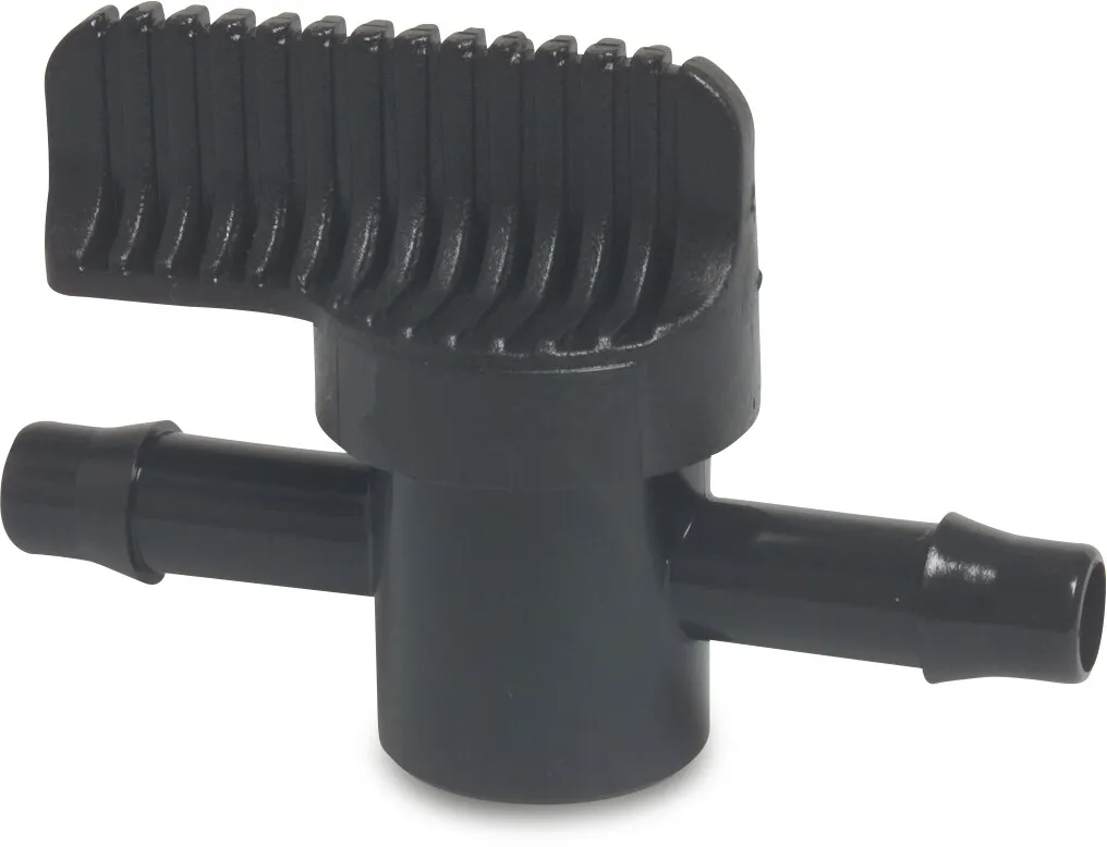 Plug valve PA (nylon) 16 mm hose tail 10bar black type WF