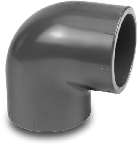 VDL Elbow 90° PVC-U 25 mm glue socket 16bar grey KIWA