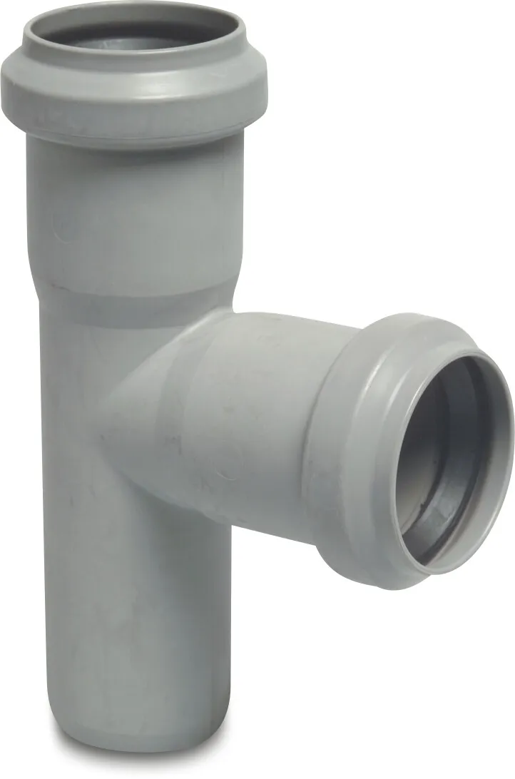 Drainage T-piece 87° PP 75 mm ring seal x ring seal x spigot grey