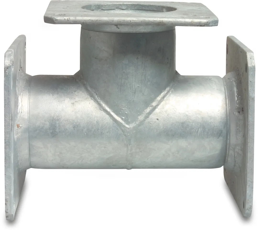 T-piece 90° steel galvanised 5" square flange