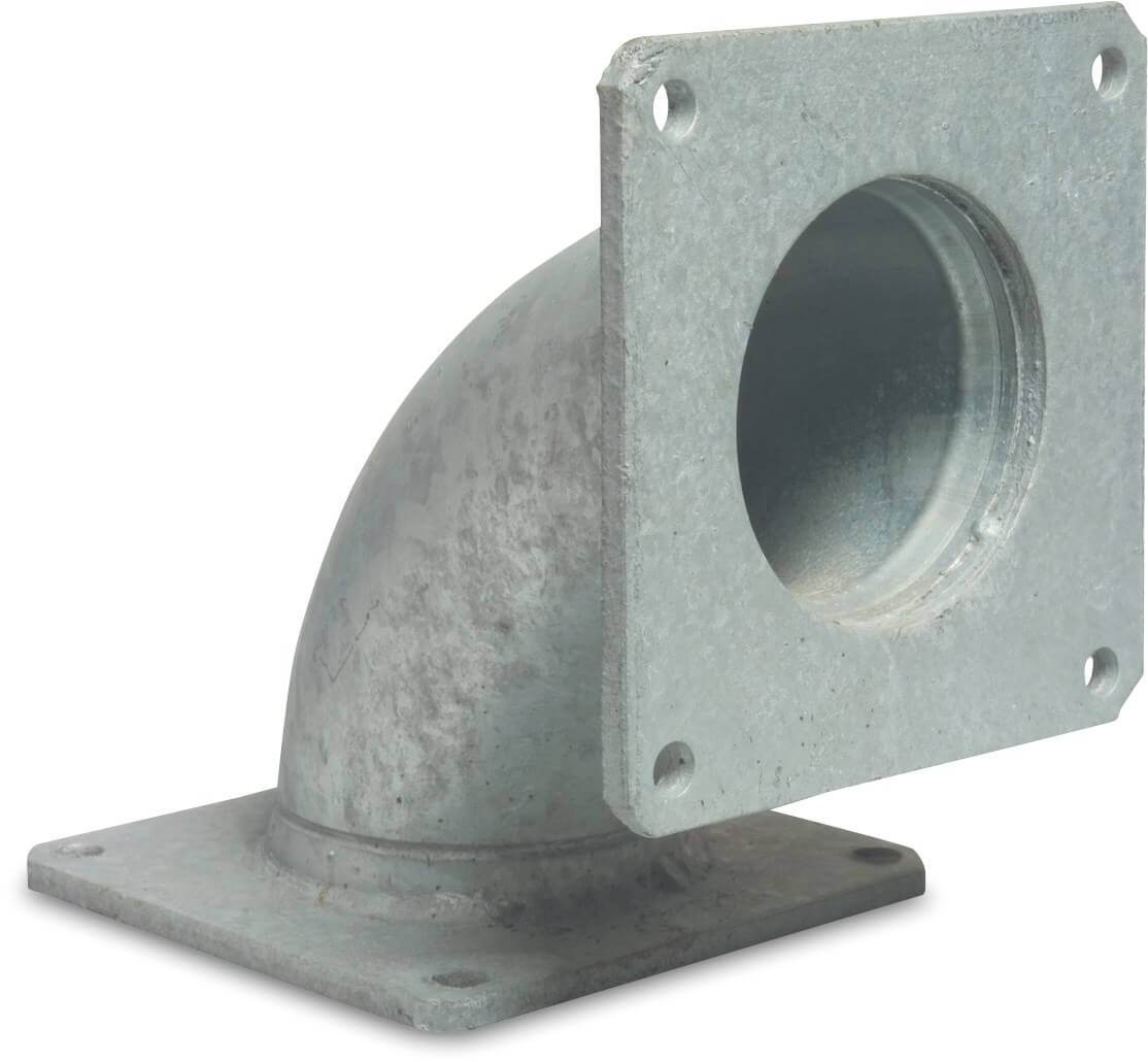 Bend 90° steel galvanised 6" square flange