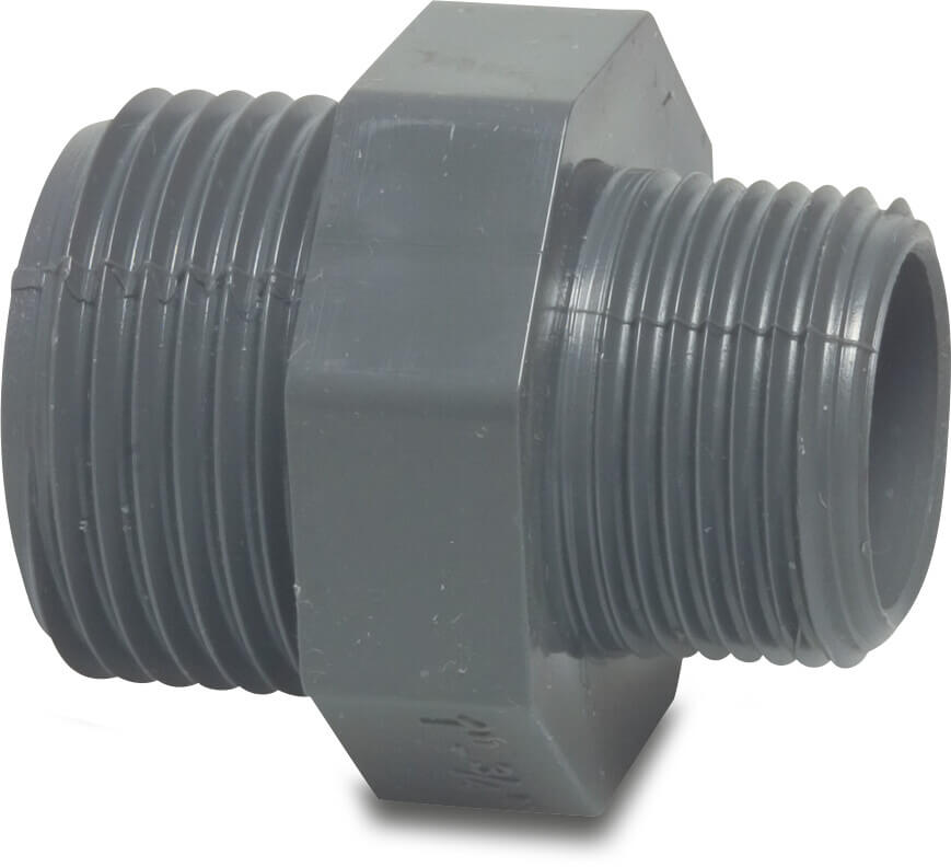 Profec Reduziernippel sechskant PVC-U 1 1/4" x 1" Außengewinde 10bar Grau