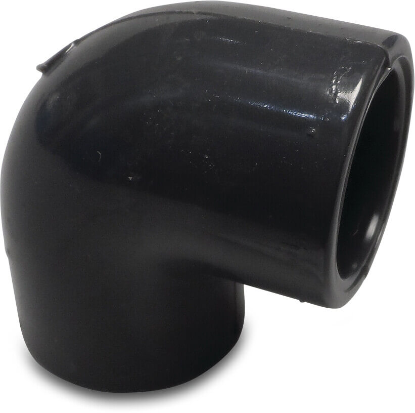 Elbow 90° PVC-U 20 mm glue socket 16bar grey KIWA