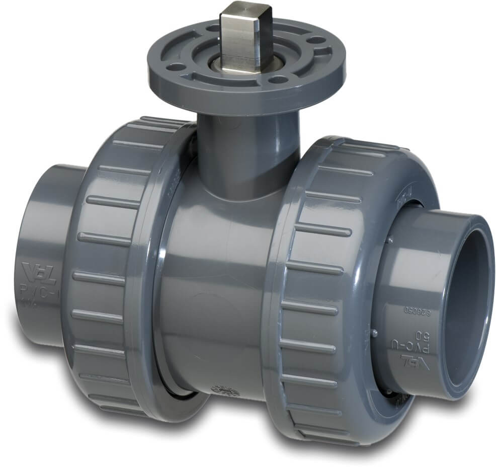 VDL Ball valve PVC-U 32 mm glue socket 16bar grey type ISO-TOP