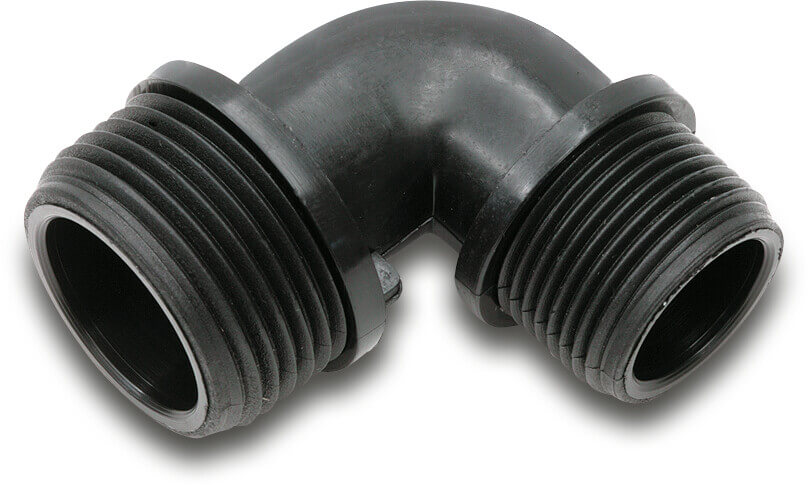 Elbow 90° reducing PP 1" x 1/2" male thread 10bar black