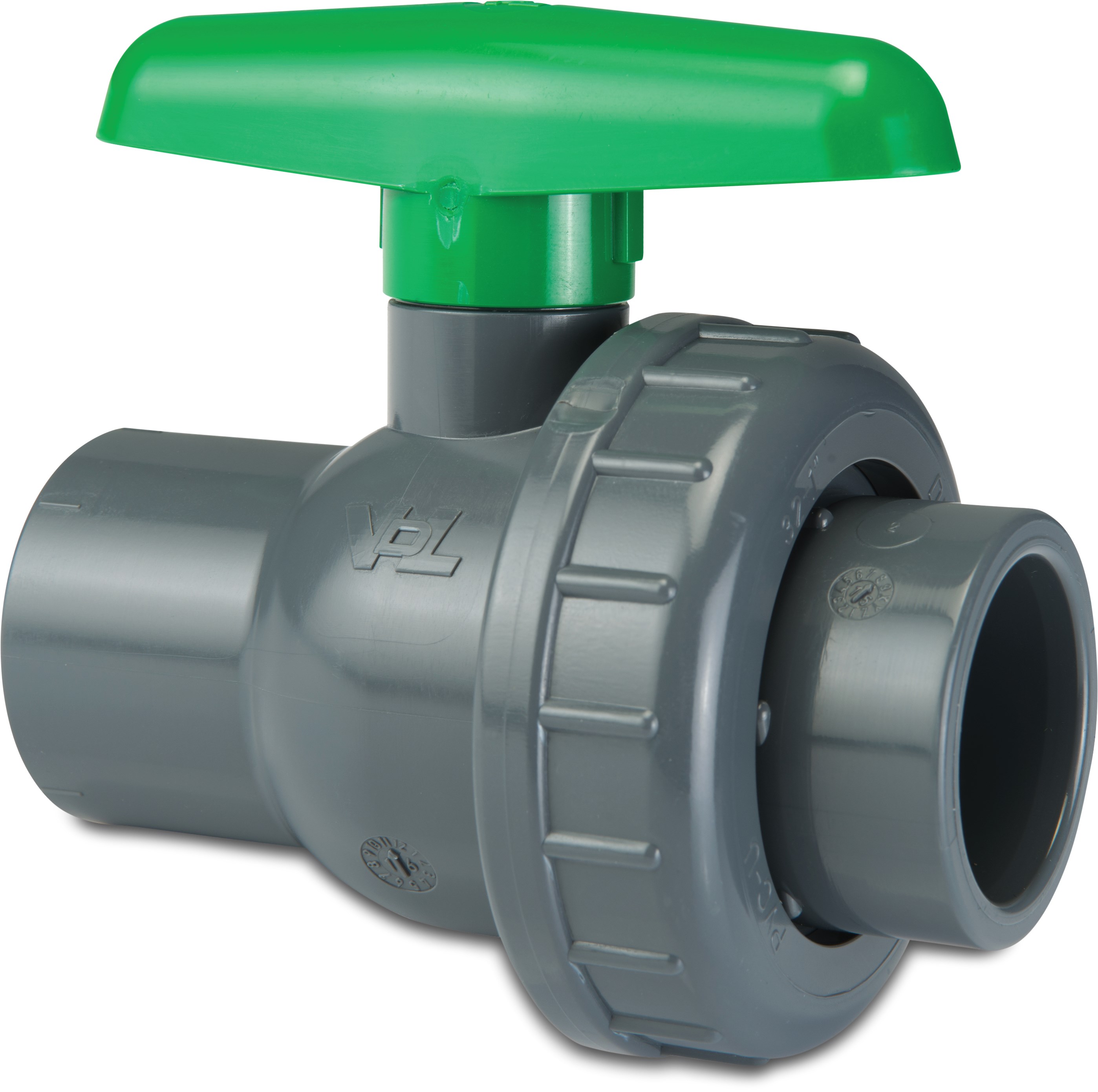 VDL Ball valve PVC-U 16 mm glue socket 16bar DN10 grey type EIL viton