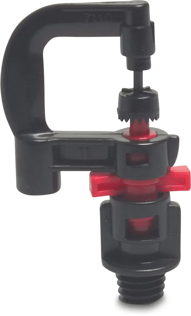 NaanDan Micro sprinkler plastic 3/8WW male thread 1,3 mm 360° green type Hadar 7110, extra range spray insert