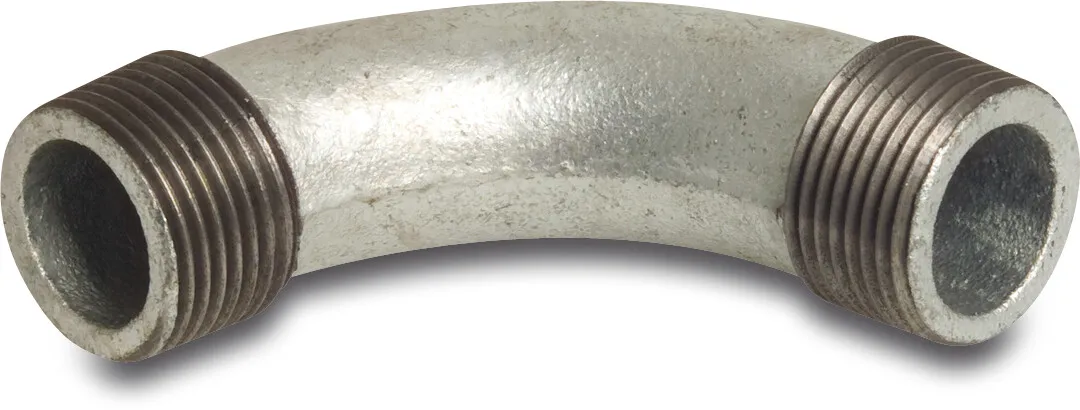 Profec Nr. 3 Bocht 90° gietijzer gegalvaniseerd 2" buitendraad 25bar DVGW