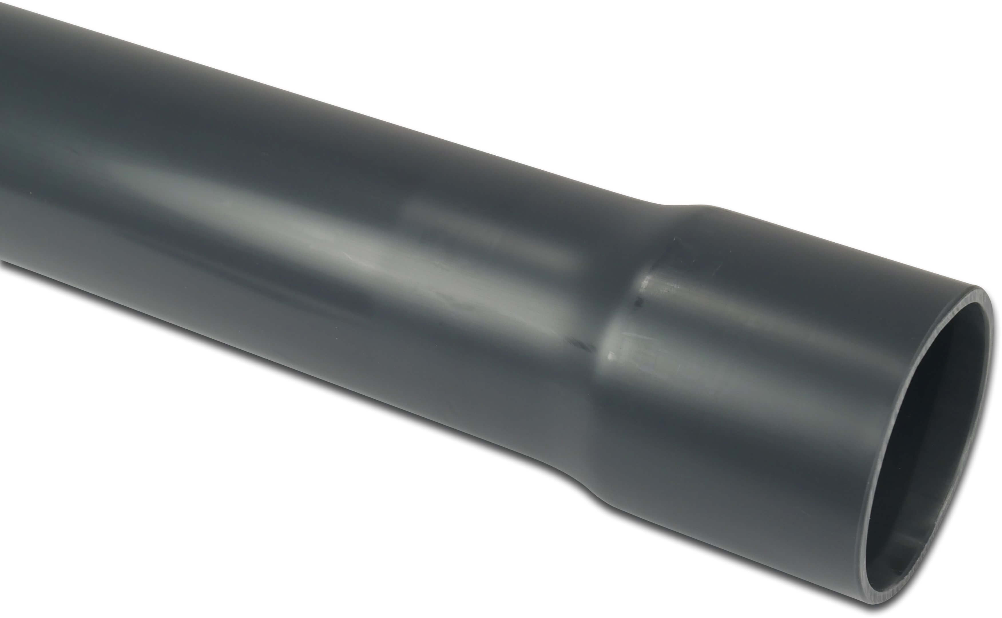 Pressure pipe PVC-U 50 mm x 2,4 mm glue socket x plain 10bar grey 5m