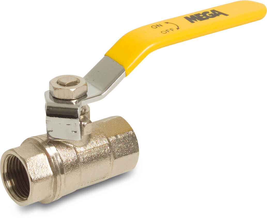 Profec Ball valve brass nickel plated 3/4" female thread 10bar DVGW type 107