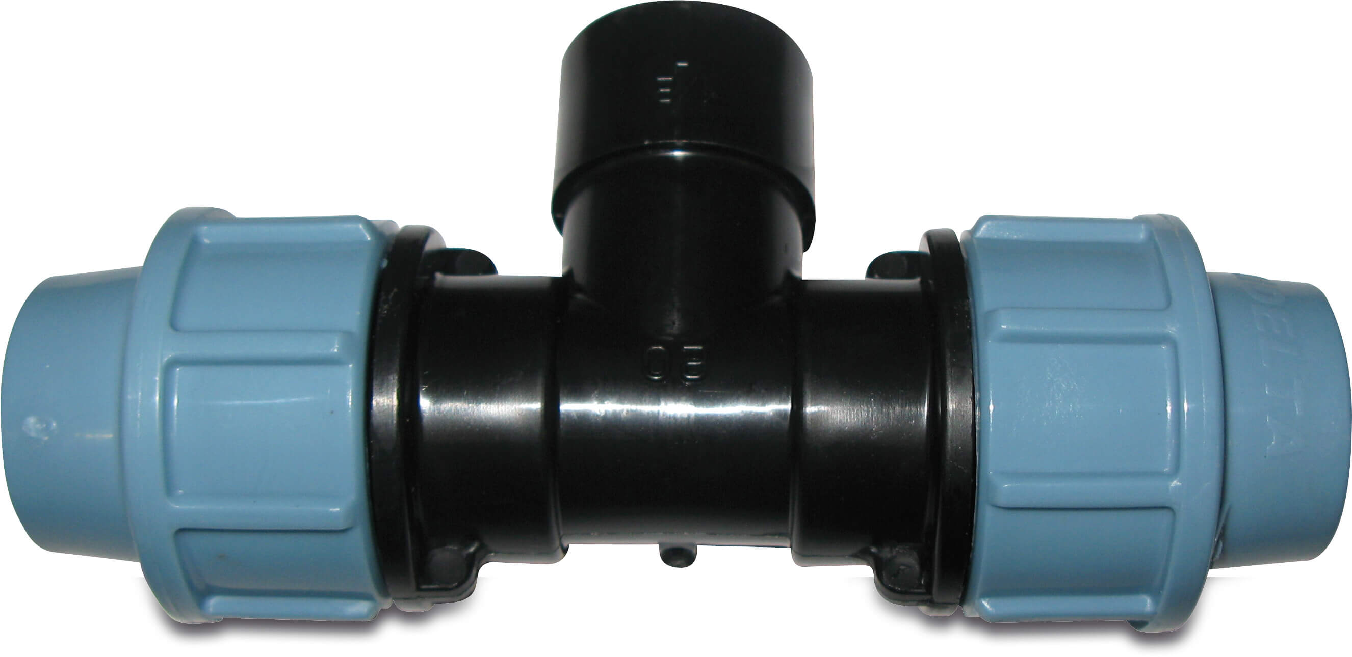 Unidelta T-Stück 90° PP 16 mm x 1/2" x 16 mm Klemm x Innengewinde x Klemm 16bar Schwarz/Blau DVGW/KIWA/WRAS