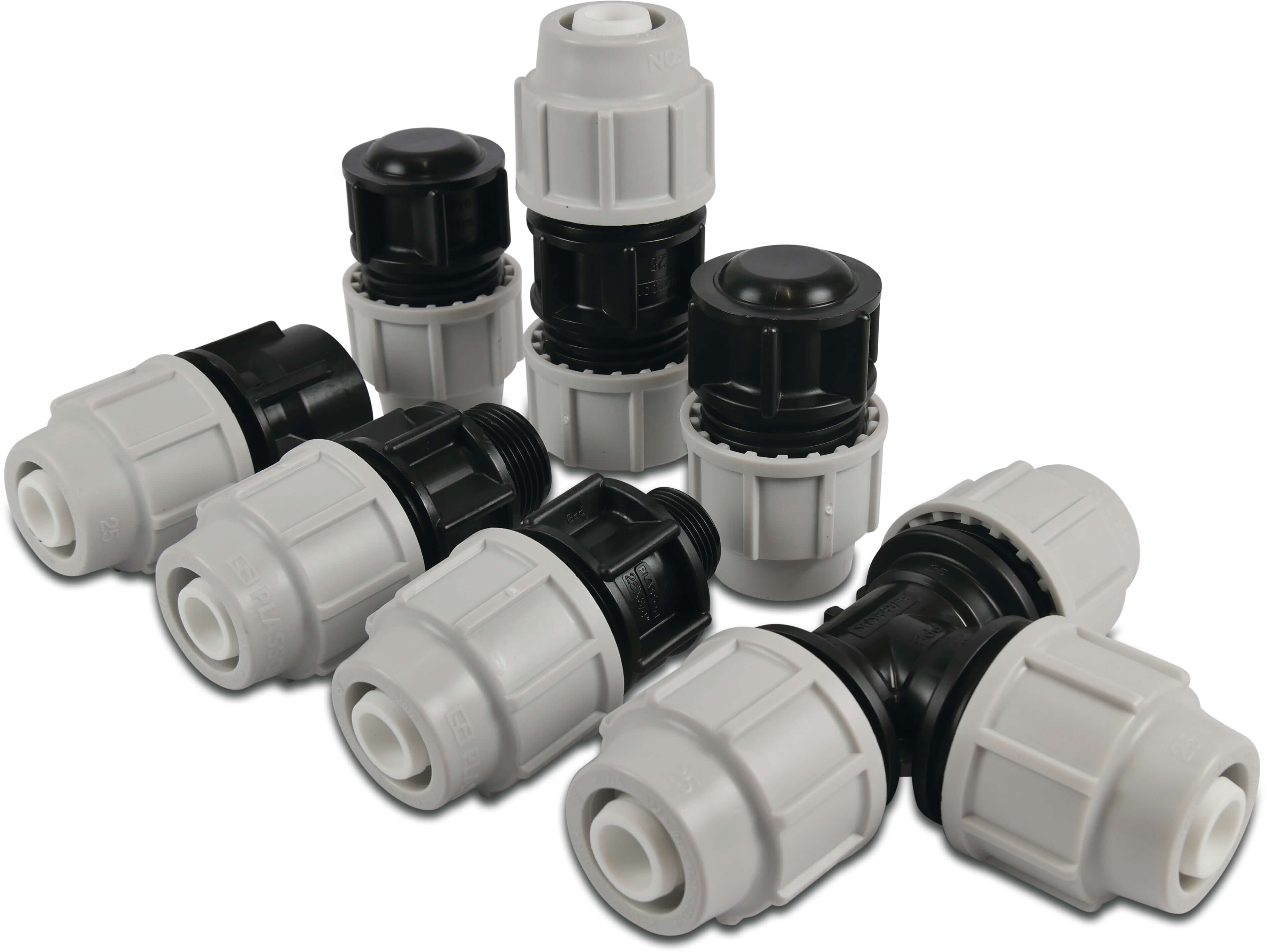 Rain Bird Kopplingar för huvudenheter 25 mm svart/grå type QF