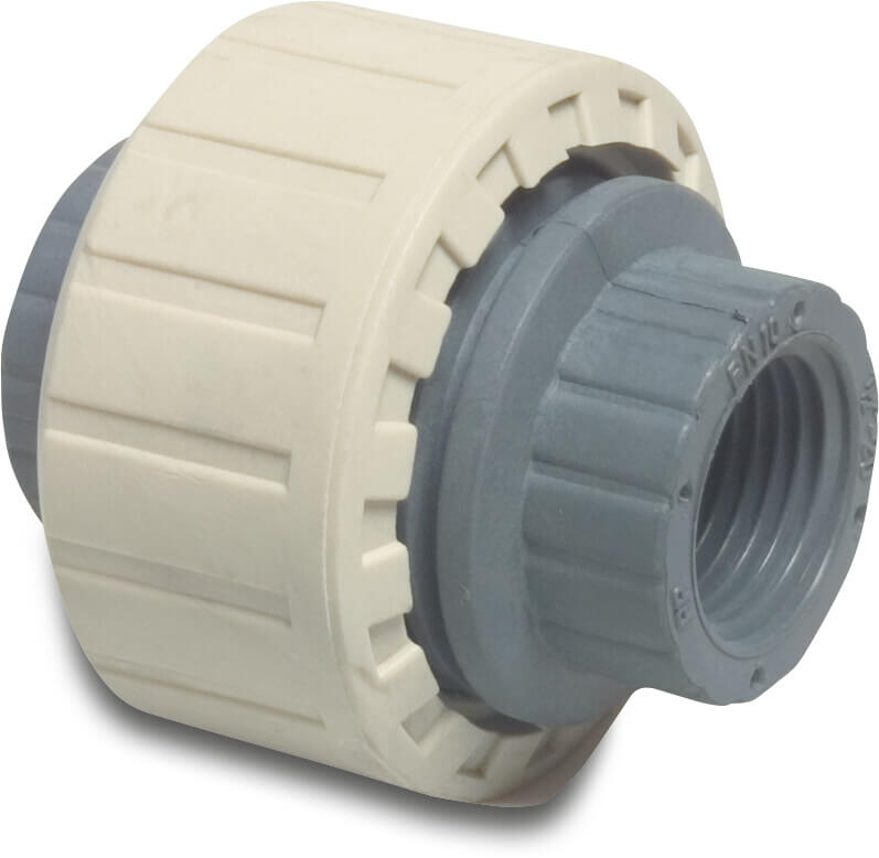 Raccord union PP 1/2" filetage femelle 10bar gris