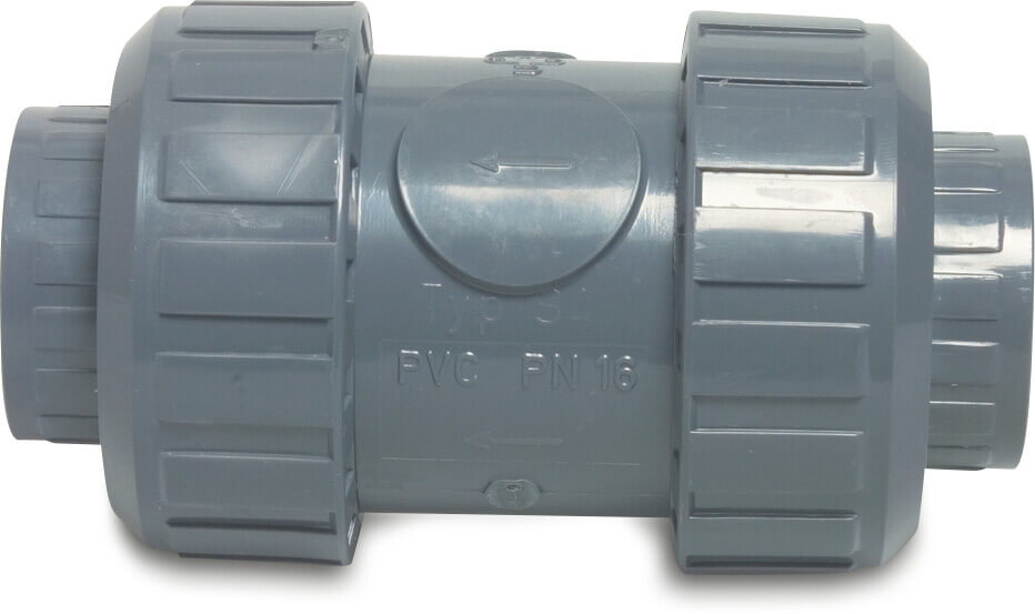 Praher Kontraventil fjederbelastet PVC-U 1/2" indvendig gevind 10bar DN15 grå type S4