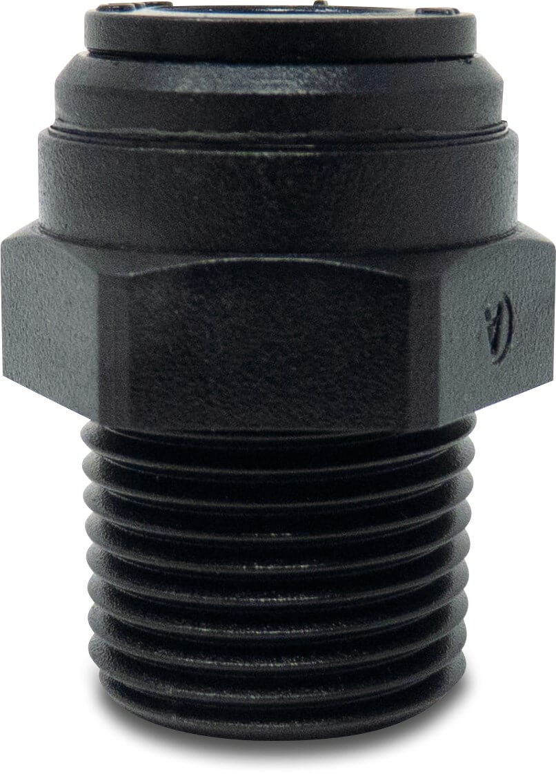 Adaptor bush POM 4 mm x 1/8" push-in x male thread 20bar black WRAS