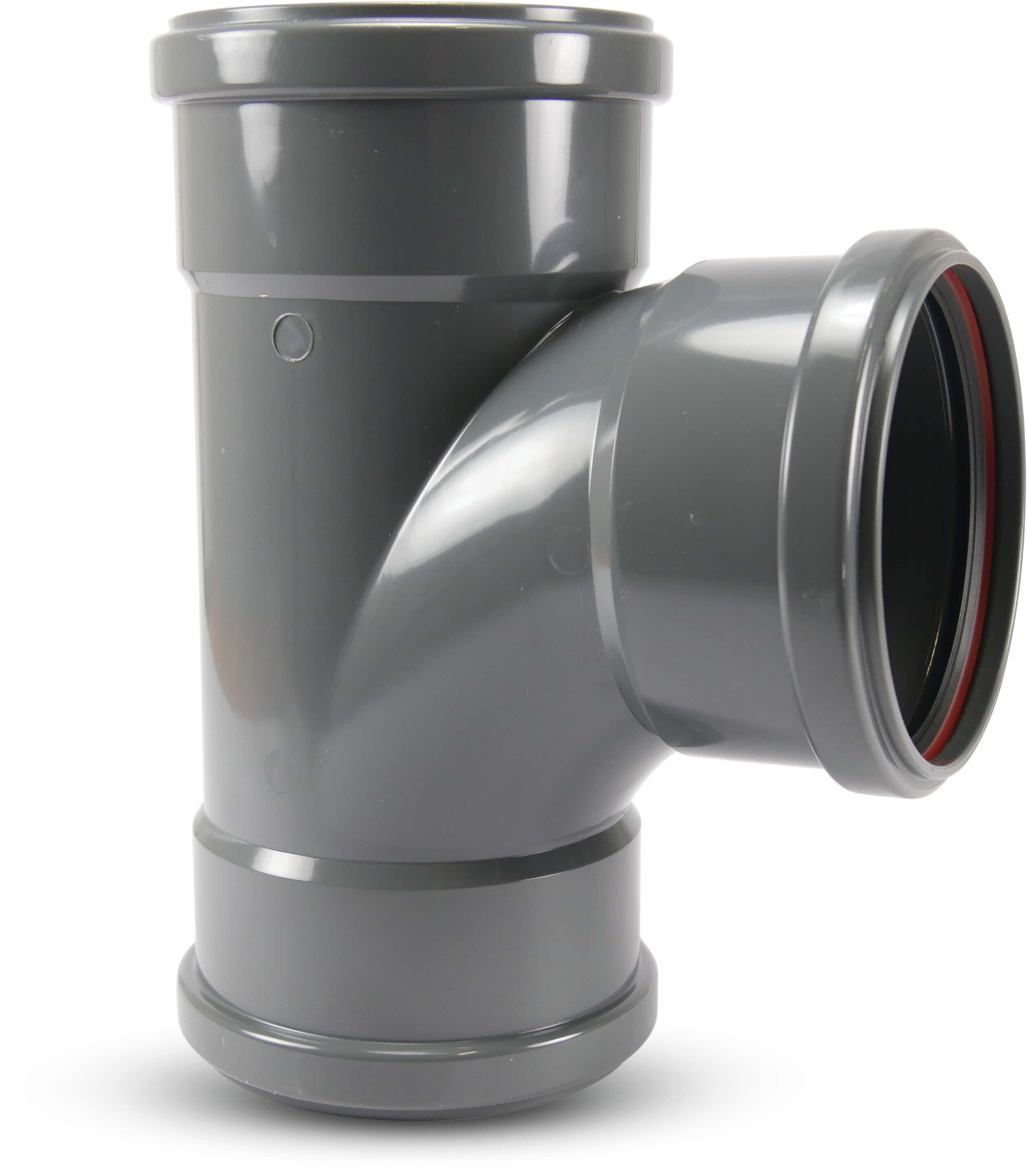 T-stykke 87° PVC-U 125 mm SN4 tætningsring grå KOMO/BENOR