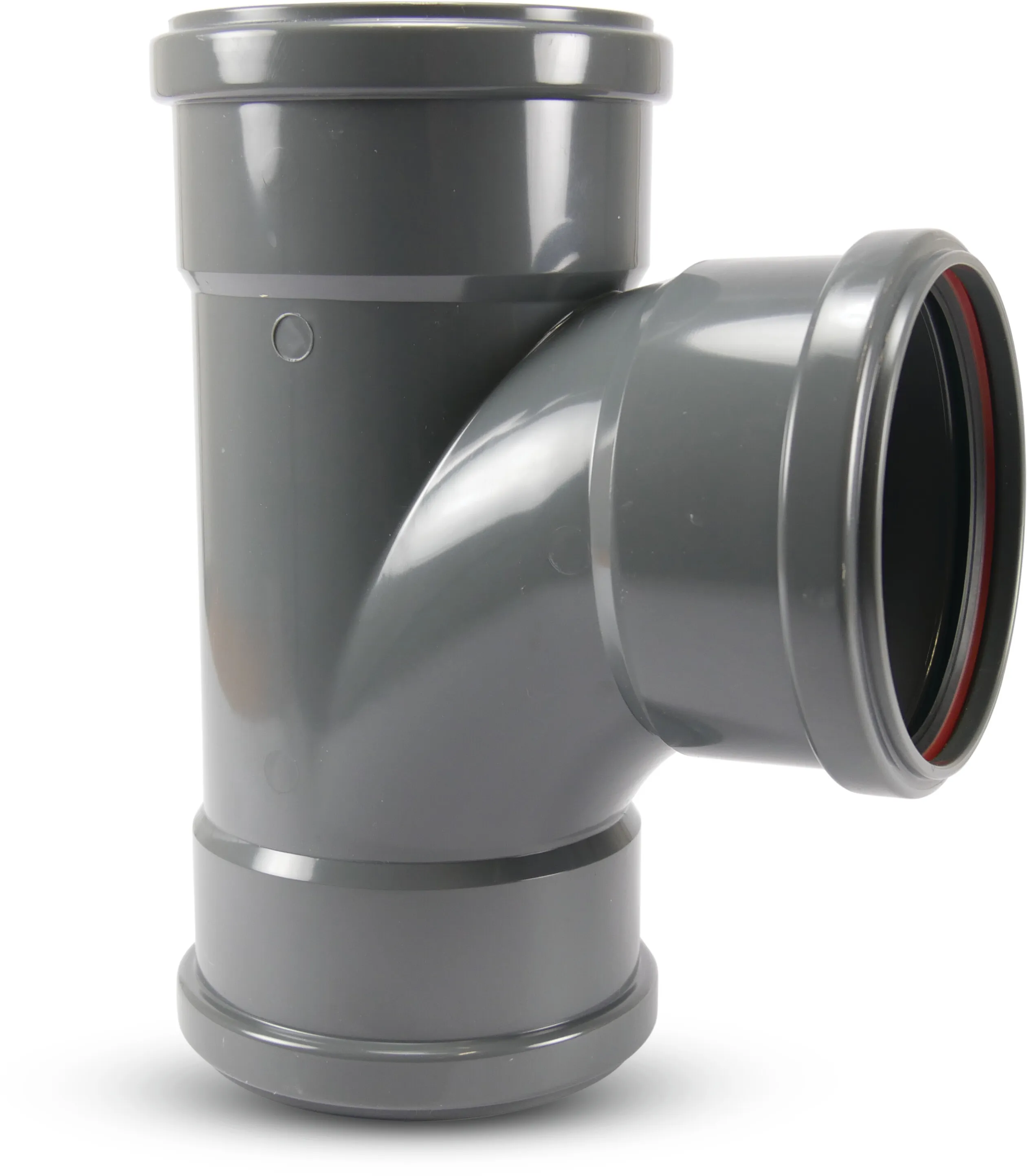 Drainage T-piece 87° PVC-U 125 mm SN4 ring seal grey KOMO/BENOR