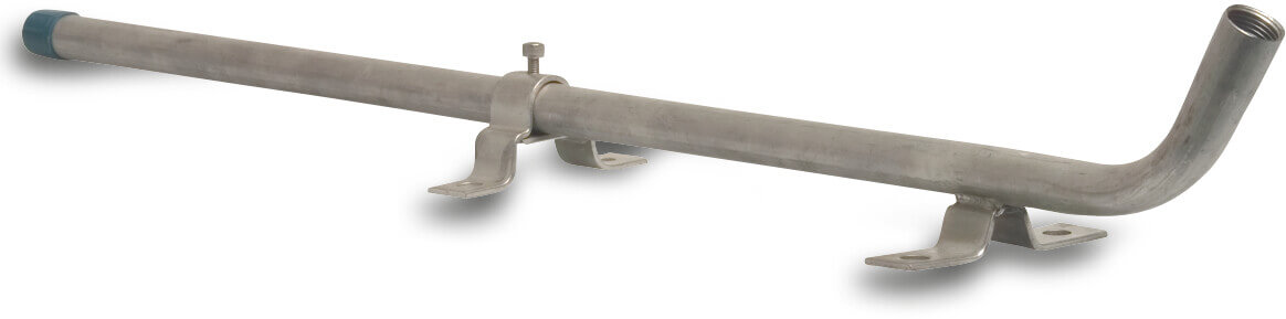 Muursteun voor drinknippel 30° RVS 304 1/2" buitendraad x binnendraad 1000 mm type verstelbare bevestigingsbeugel