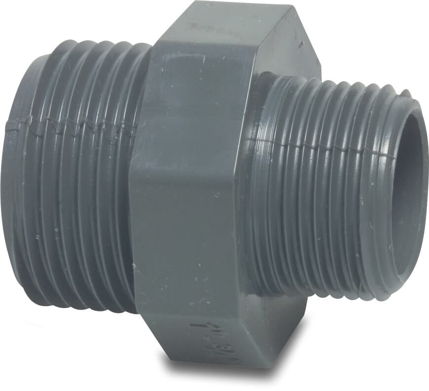 VDL Reducer nipple PVC-U 3/8" x 1/4" male thread 10bar grey