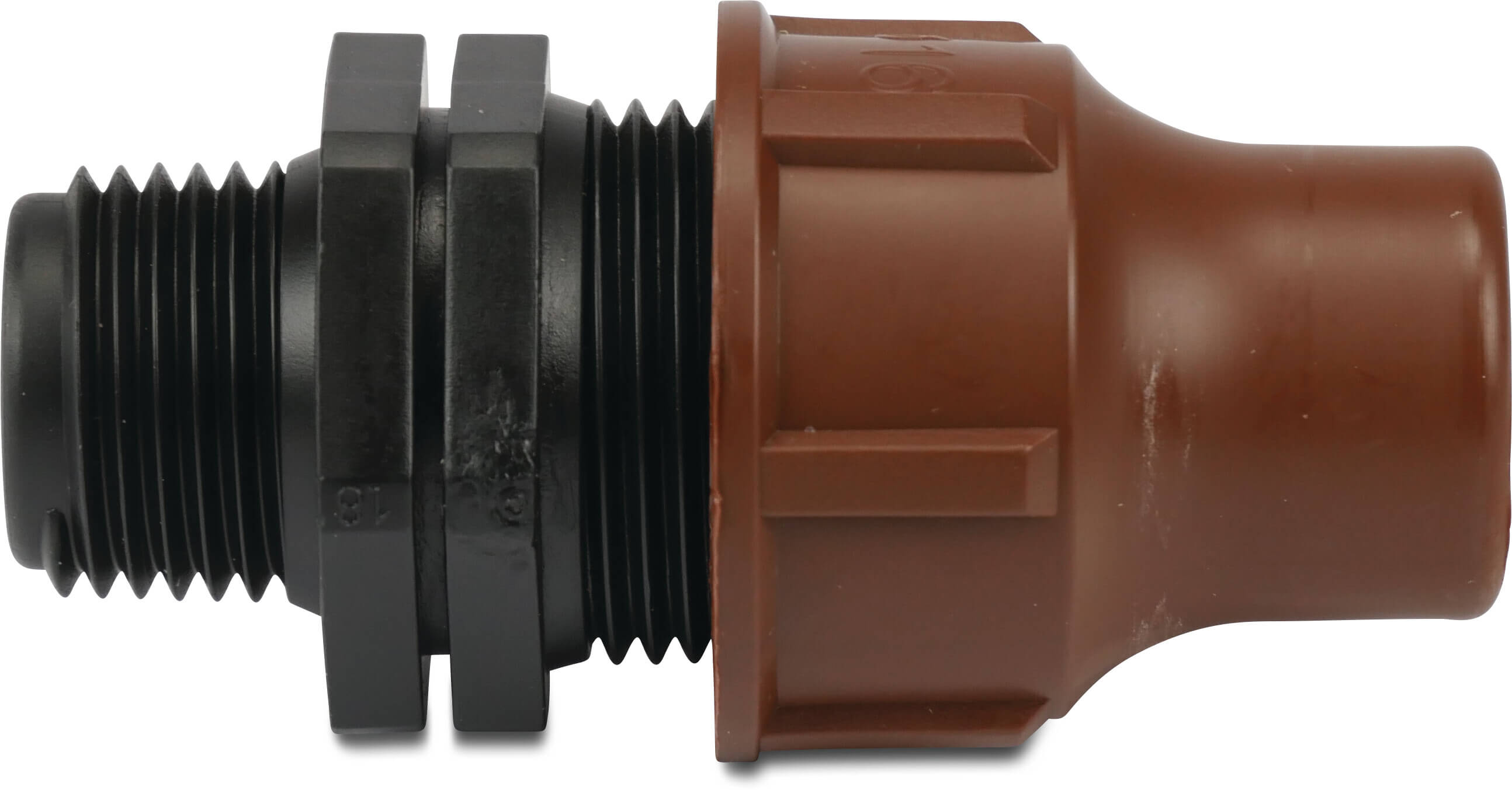 Kupplung PP 16 mm x 3/4" lock x Außengewinde 6bar Braun Typ BF-82-75 lock
