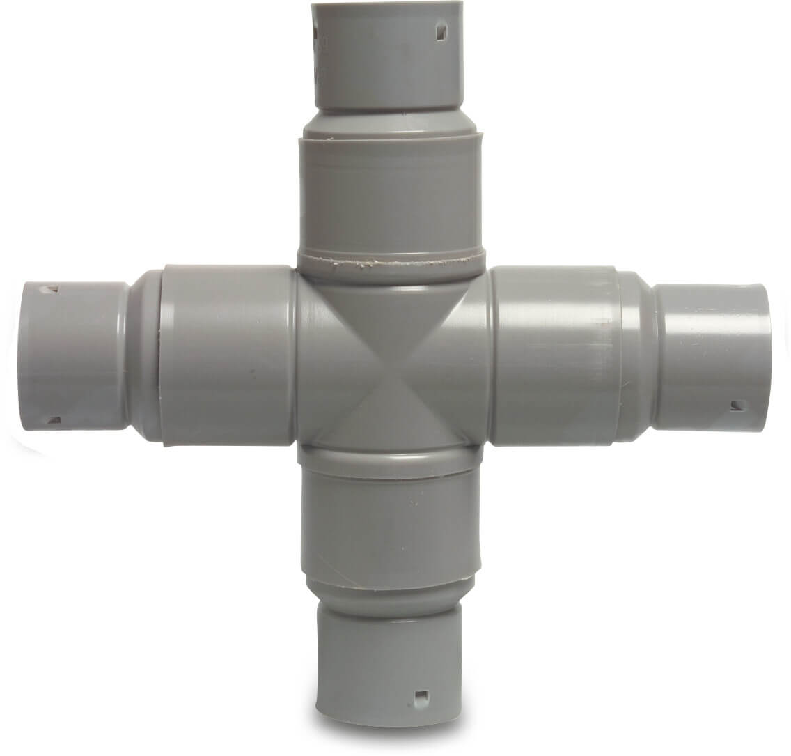 Kreuzstück PP 80 mm Klick Muffe Grau
